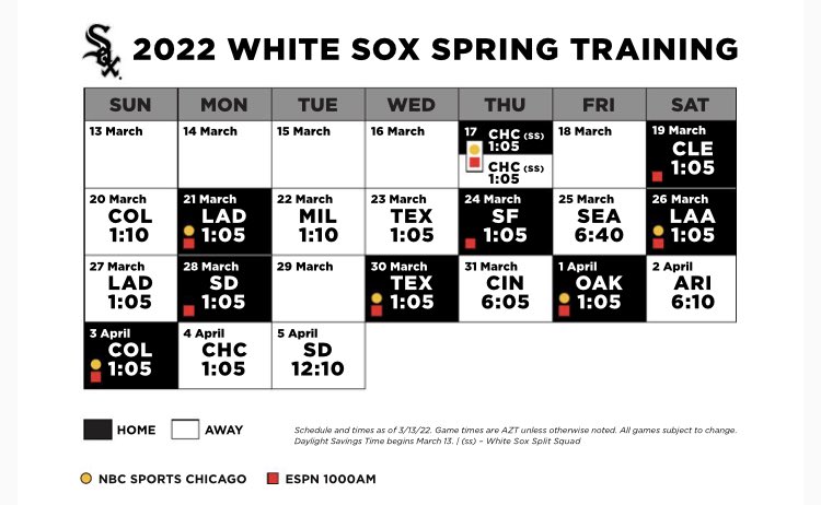 White Sox release details on 2022 spring training schedule | Sox On 35th